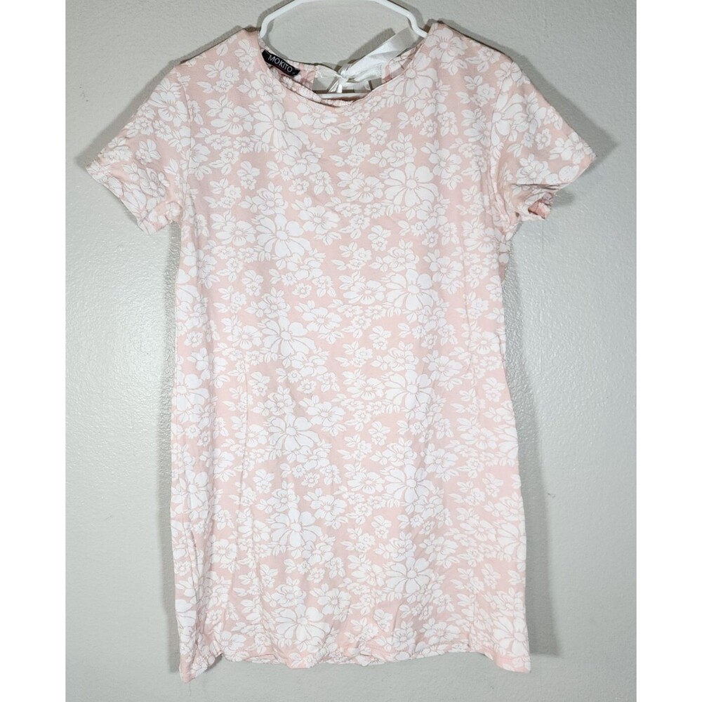 Mokito Mini Pink & White Floral Dress with Bow Tie on Back Women's Size XL